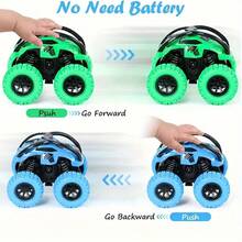 2 Pack Car Toys For 3 4 5 6 Year Old Boy Girl, Push And Go Cars Toys For Toddler Age 3-6, Monster Trucks Friction Vehicles Toy, 360° Rotating Stunt Car Toy For Kids Christmas Birthday Gifts - Multicolor - View 10