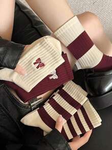 5 Pairs New Angola Red Socks, Breathable Moisture-Wicking Crew Socks For Men & Women, High-Quality Mid-Calf Socks, Mixed Delivery - Multicolor - View 3