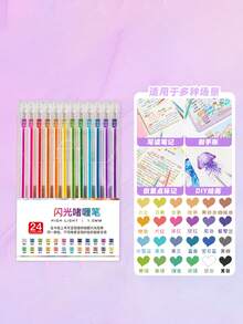 1/3/6/10支装钻石尖凝胶笔，0.5毫米细笔尖，大容量黑色/蓝色/红色墨水，适用于考试、签名、书写，是学校和办公用品的理想之选，也是返校必备品。 - 彩色 - 查看 19