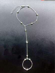 1 pieza Pulsera anillo de dedo medio de cadena dorada minimalista, regalo para mujeres - Dorado - Ver 6