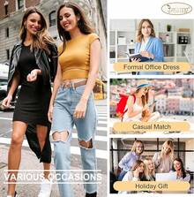 2-Pack Women's Leather Belts For Jeans And Dresses Plus Size - G-黑+棕(銀扣) - 查看 4