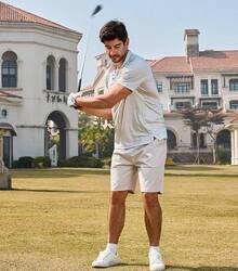 Mens Golf Shirt Short Sleeve Dry Fit Print Moisture Wicking Performance Patterns Collared Polo Shirt With Pocket-2025 - Màu Xám nhạt - Xem 3