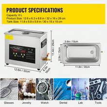 6L Ultrasonic Cleaner (400W Heater, 180W Ultrasonic). Professional Digital Lab Parts Ultrasonic Cleaner With Warm-Up Timer For Cleaning Jewelry, Eyeglasses, And Instruments. - 查看 7