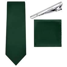 Conjunto de 3 peças de gravatas formais de cor sólida e prendedores de gravata de bolso para homens, para pais, maridos, namorados, padrinhos, padrinhos e todos os entes queridos - Azul marinho - Ver 6