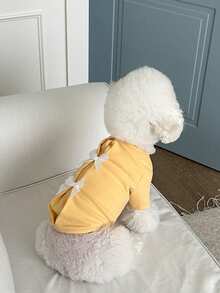 LANGXINGCS 1pc LANGXINGCS Warm Pet Hoodie, Cute Bow Patchwork Design, Versatile Autumn/Winter Warm Sweatshirt For Small/Medium Dogs & Cats, Suitable For Poodle, Teddy, Bichon Frise