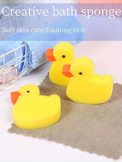 Little Yellow Duck Bathing Sponge Swimming Pool Splashing Clean Bathing Sponge PU Foam Sponge Bathing Adds Fun Sponge.
