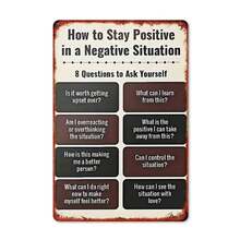 2D Vintage Wooden Sign - "How To Stay Positive In Negative Situations" - Interesting Wall Decor With 8 Questions, Suitable For Bar, Cafe, Restaurant, Billiard Room - Wooden Material, 2D, Great For Room Decoration - Multicolor - View 7