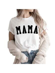 Magliette da donna,Mama Summer Graphic Tees For Women's Short Sleeve Mom T-Shirts,Funny Mom Shirt Short Sleeve Graphic Mom T-Shirts
