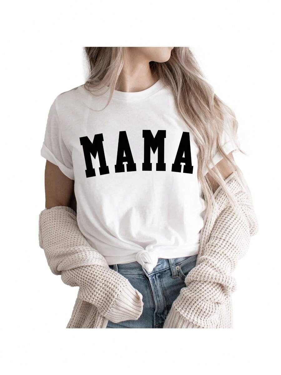 Magliette da donna,Mama Summer Graphic Tees For Women's Short Sleeve Mom T-Shirts,Funny Mom Shirt Short Sleeve Graphic Mom T-Shirts