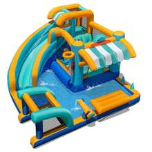 Lifezeal Inflatable Water Park With Market Stand Climbing Wall Basketball Rim - 美規B型插(110-127V) - 查看 13