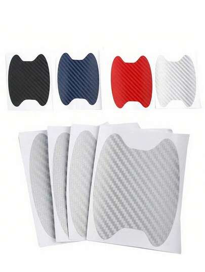 4pcs Car Door Handle Protector Stickers, Carbon Fiber Handle Wrap Decals