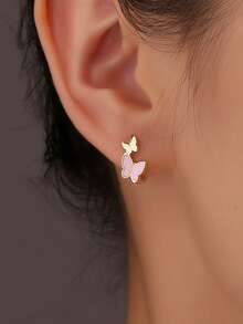 Artepollo 1 Pair 925 Sterling Silver Gold-Tone Oil Drop Heart Earrings For Women, Cubic Zirconia Studded Cute Earrings, Gold Jewelry Gift