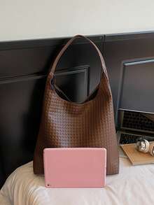 1pc (13.4in*12.2in*3.9in) Fashionable Women's Shoulder Bag, Handbag, Large Capacity, PU Material Scratch & Wear Resistant, Suitable For Shopping, Dating, Outing, Work Commute, Can Be Used Separately As Inner Liner, Elegant Minimalist Casual Chic Shoulder Bag