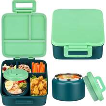 8oz Soup Bento Box, 5 Compartments, Leak-Proof, Suitable For School And Travel - Green - View 7