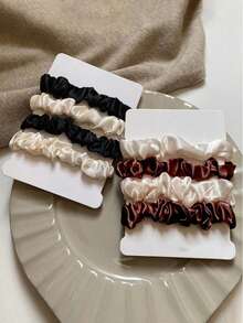 6pcs Women Satin Silk Scrunchies, Black/White/Pink/Blue, Medium Size Hair Ties With Elegance, Retro, Simple And Minimalist Style, Perfect For Daily Casual, Party, Commute, Vacation, Hair Styling, Makeup And Outfit Accessories Scrunchy Hair Ties, Hair Accessories Hair Tools, Curly Hair Accessories,Hair Accessory,Hair Accessories,Hair Accessories Fall,Travel,Hair Tools,Accessories Women,Hair Stuff,Curly Hair,Scrunchies,Scrunchie,Scrunchies Hair,Curly Hair Accessories,Gifts,Travel,Gifts For Women,Hair Stuff,Stocking Stuffers