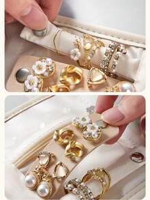 1 pieza Bolsa de almacenamiento de joyas para viaje, Bolsa de almacenamiento de collares y aretes de PU con compartimentos, Caja de almacenamiento de joyas con cremallera portátil para accesorios de viaje, Bolsa de maquillaje, Bolsa de cosméticos, Esencial de viaje, Gran capacidad, Bolsa de maquillaje grande, Regalo de Navidad, Bolsa, Viaje, Regalos para mujeres, Neceser de mujer, Esencial de viaje, Bolsa, Embrague / Bolso pequeño, Neceser, Organizador de maquillaje, Organizador de maquillaje, Bolsa, Soporte de brochas, Mini bolsa, Bolsa de gran capacidad