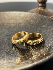 1 件 18K 镀金不锈钢复古日月星水钻戒指，优雅不锈钢女士封闭式戒指，精致女士戒指，适合日常佩戴和送礼 - 戒指 - 查看 5