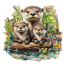 Otter Wooden Puzzle, Asymmetrical Animal Shaped Wooden Jigsaw Puzzle Toy, Unique Party Game Gift, Decorative Art Puzzle, Tabletop Magic Puzzle, Unique Children's Educational Puzzle, Holiday Gift, Adult Wooden Puzzle, Christmas Gift, Back To School Gift, Birthday Gift - Multicolor - View 2