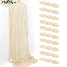 粗棉布桌旗，波西米亚风纱布粗棉布桌旗，乡村风皱褶桌旗，适用于婚礼生日派对餐桌装饰和各种节日派对装饰 - 1 件/10 件 - 彩色 - 查看 17