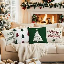4pcs Simple Christmas 4-Piece Set, Single-Sided Printed Throw Pillow Cover 45*45cm - Multicolor - View 7