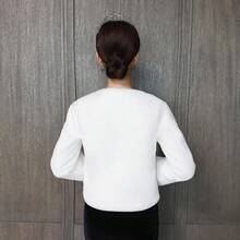 1 قطعة شال عروس متعدد الاستخدامات، جاكيت أبيض طويل الأكمام دافئ للعرائس والوصيفات وكبار الحجم، ملابس خارجية سميكة دافئة - أبيض - مشاهدة 3