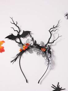 1 件哥特式玫瑰骷髅万圣节派对头带，深色美学骷髅头发带，ABS 塑料哥特式角色扮演头饰，适合女性