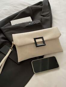 女士手拿包，时尚豹纹小方包，翻盖手提包 - 白色 - 查看 4