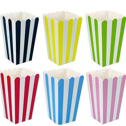 12 Pieces/1 Popcorn Box, Popcorn/Candy/Storage/Gift Box, Suitable For Birthdays, Parties, Holidays, Back To School, Weddings, National Day