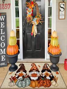 1pc New Halloween - Cute Halloween Dwarf Doormat Small Rug - 900g/Sqm Soft Velvet, Machine Washable Durable, Stain Resistant, Quick Drying, Suitable For Indoor/Outdoor Doormats, Home Decor, Bedroom, Kitchen, Photography, Props, Outdoor Decor Gifts, Holiday Gifts, Area Rugs, All Season