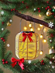 1pc IP65 Waterproof Bohemian Style Solar Lantern, Handwoven Solar Lamp, Hanging/Stake Solar Light, Balcony Outdoor Solar Light, Garden Decor Outdoor Lamp, Suitable For Patio, Terrace, Porch, Tree, Lawn, Path Decor, Christmas Decoration