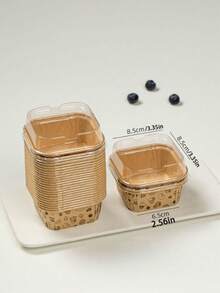 20pcs,Square Food Paper Cups, Christmas Cake Dessert Baking Packaging Box, Multi-Colored Paper Cupcake Cups With Lids Square Mold Baking Paper Cupcake Plate Packaging, Use Dessert Baking Paper Cupcake Cups Bowl White, Original Wood Color Paper Cupcake Packaging Box.