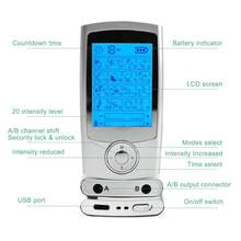 Electronic Pulse Massager 16 Modes 20 Intensities TENS Unit Digital Rechargeable LCD Display Full Body Massage Muscle Stimulator With 10pcs Electrode Pads - Silver - View 6