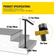 Round Type Metal Handrail Step Handrail 2 Steps Handrails For Outdoor Steps Handrails 18L X 38H Inch Steps Stair Railing For Steps With One Bolt Down Post - Black - View 7