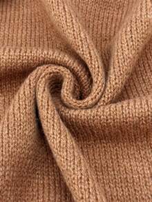 Plus Size Autumn/Winter Loose Fashion Casual Solid Color V-Neck Single Button Pocket Design Mid-Length Cardigan Sweater Vest - Brown - View 8