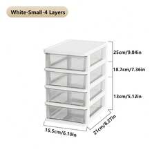 Clear Desktop Storage Box With Drawer & Small Plastic Snap-Lock Box Heightened Table Organizer Office Storage Plastic Storage Cabinet For Stationery Student Desk Accessories Cosmetics, Back To School - Multicolor - View 20