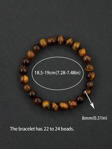 1条虎眼石串珠手链，天然圆形宝石手工制作，能量疗愈手链，瑜伽护身宝石手链，时尚休闲配饰礼品，可选尺寸：4毫米、6毫米、8毫米、10毫米 - 黃色 - 查看 10