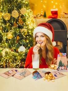 48 pezzi/24 pezzi/12 pezzi Sacchetti di carta kraft natalizi con stampe di alberi di Natale, Babbo Natale ed elefanti, per dolciumi, spuntino e regali di Natale, 6 stili