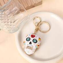 1 件全新水钻镶嵌金属骷髅钥匙扣，3D 嘻哈汽车包吊坠，适合礼物、钥匙扣、小礼物 - 彩色 - 查看 15