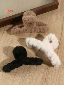 3 eleganckie pluszowe spinki do włosów, modne ozdoby do włosów z klamrami do codziennych fryzur, stylowe akcesoria na Dzień Matki, powrót do szkoły, Święto Dziękczynienia, Boże Narodzenie, prezenty świąteczne, jesienno-zimowe spinki do włosów z klamrami, akcesoria do włosów dla kobiet na wakacje, damska kopertówka do włosów na jesień