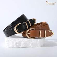 2-Pack Women's Leather Belts For Jeans And Dresses Plus Size - F-棕色+黑色(尾夾) - 查看 7