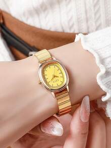 1pc/Set No Gift Box Simple Women's Square Quartz Watch, Steel Strap, Suitable For Daily Wear, Birthday, Anniversary, Halloween, Promotion And Other Holidays