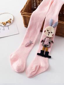 1pc Baby Tights, Spring/Autumn, Girls' Cute Rabbit & Carrot Print Stirrup Leggings, Toddler Bodysuits - Multicolor - View 22