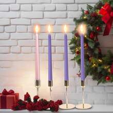 8pcs/2 Boxes Or 4pcs/1 Box Pink & Purple & Red Cone Candles - 10 Inch & 24pcs White Candle Wax Pellets Fixed Candles Non-Drip, Smokeless, Odorless - 8 Hour Burn Time - Tall Candle Holders - Suitable For Receptions, Churches, Advent, Christmas, Halloween And Other Holidays, Ideal For Weddings, Dinners, Home Decor, Birthday Parties, Increase The Height Of Central Decorations, Enhance Formal Dinners And Create Ambient Lighting.