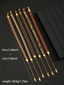 1pc Delicate Zirconia Stainless Steel Chain Bracelet For Women For Party - Multicolor - View 5