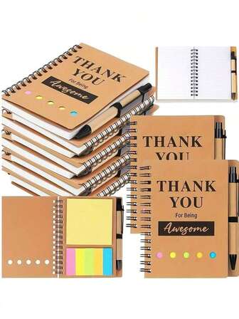 20pcs/10sets Spiral Inspiration Notebooks, Employee Appreciation Gifts For Christmas, Employee Recognition Awards, Teacher Appreciation Gifts Notebooks With Sticky Notes And Motivational Pens, Wholesale Employee Thank You Gifts, Suitable For Employees, Colleagues, Students, Teachers, Parents