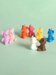 6 mặt dây chuyền gấu nhựa mini các loại, mặt dây chuyền làm đồ trang sức, vòng tay, vòng cổ, móc khóa, hoa tai phụ kiện tự làm - Gấu ngồi - Xem 3