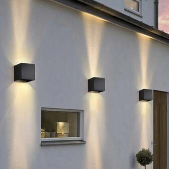 1/2pcs Modern Minimalist Bedside Lamp, Hotel Corridor Wall Light, Square Adjustable Outdoor Waterproof Decorative Wall Washer Light