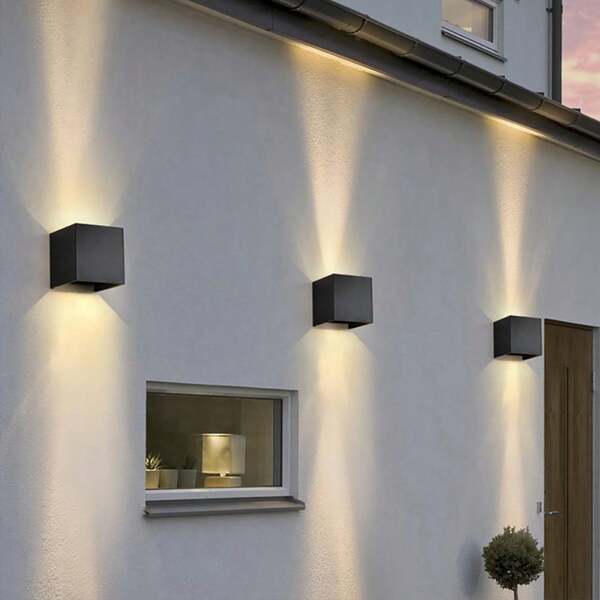 1/2 pezzi Lampada da comodino minimalista moderna, Luce da parete per corridoio d'hotel, Luce decorativa da parete quadrata regolabile e impermeabile per esterno