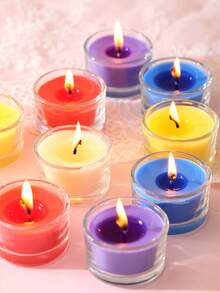 12pcs Cozy Small Round Glass Candles, Mini And Small, Smokeless And Fragrant, Aromatherapy, Air Fresh, Gift For Woman, Candle, Candles, Bestfriend Gifts, Party, Prayer, Christmas