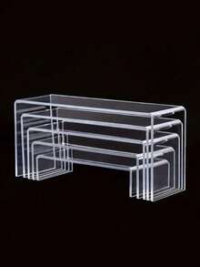 透明亚克力珠宝展示架、糖果展示架、人偶模型架、亚克力多层展示架、长方形亚克力杯蛋糕化妆品艺术品收藏珠宝收纳架、家庭办公室零售店桌面装饰架 - 無色 - 查看 4